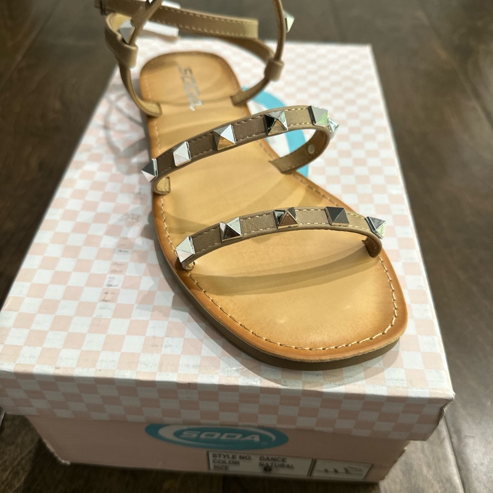 Soda Beige Studded Women's Sandals